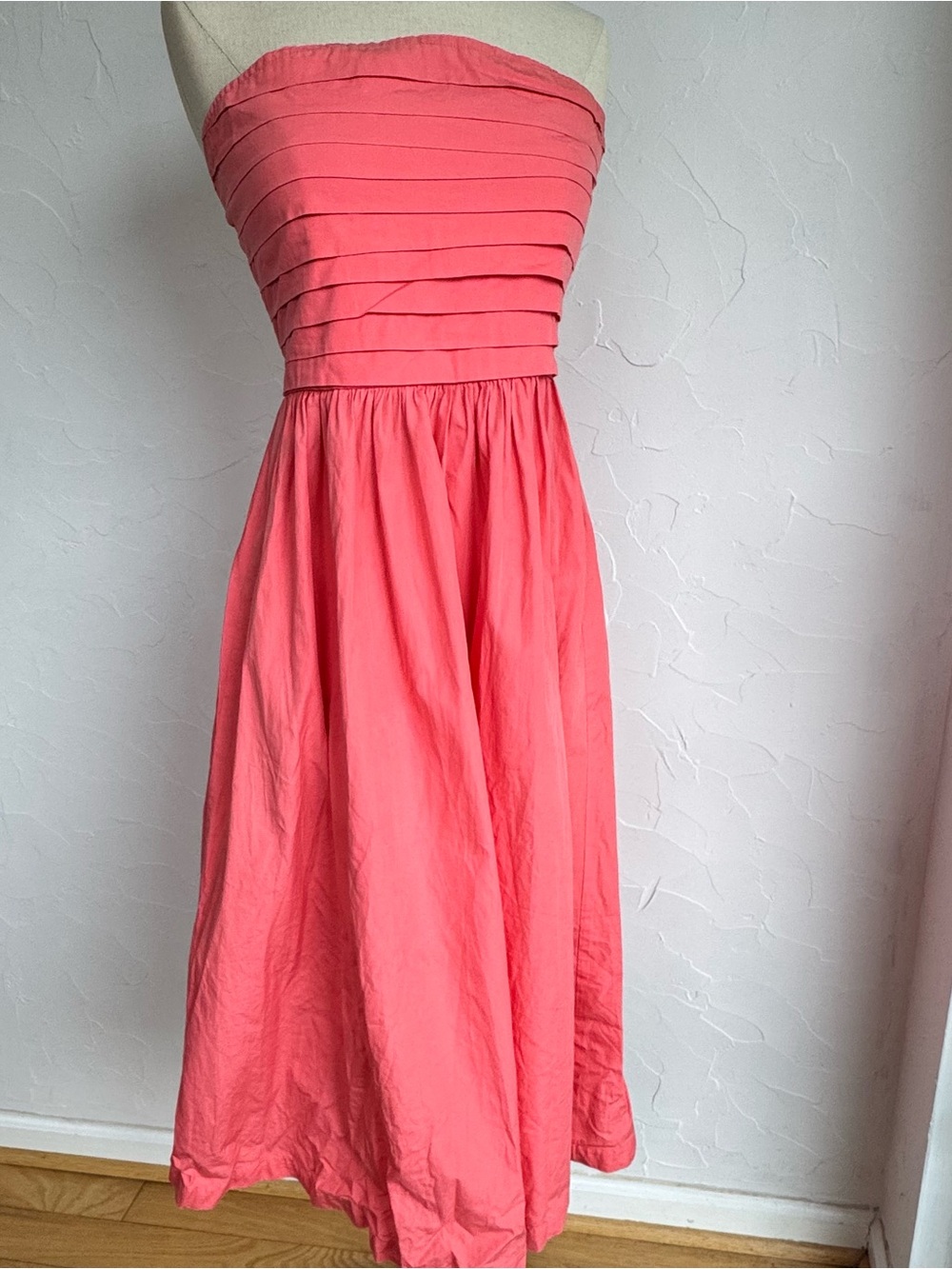 Strapless Coral Pink Summer Dress Lusana